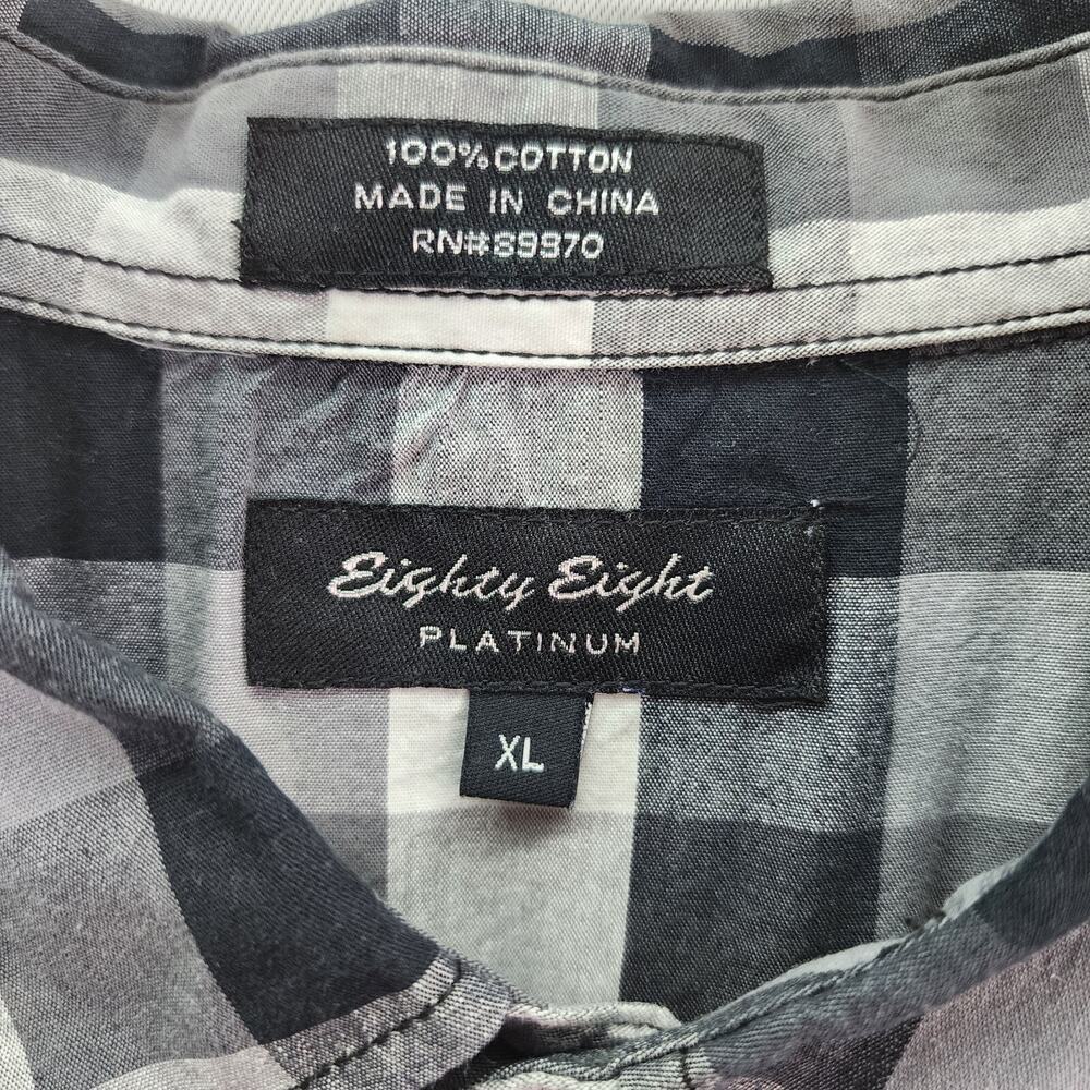 Eighty Eight Shirt Men XLARGE Platinum Button-Up Cowboy Plaid Cotton Casual - Picture 7 of 8